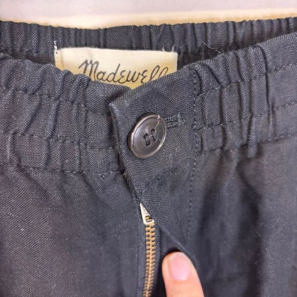 Madewell Black Barrel Leg Linen & Viscose Dress Pants Women's Medium - Picture 5 of 7